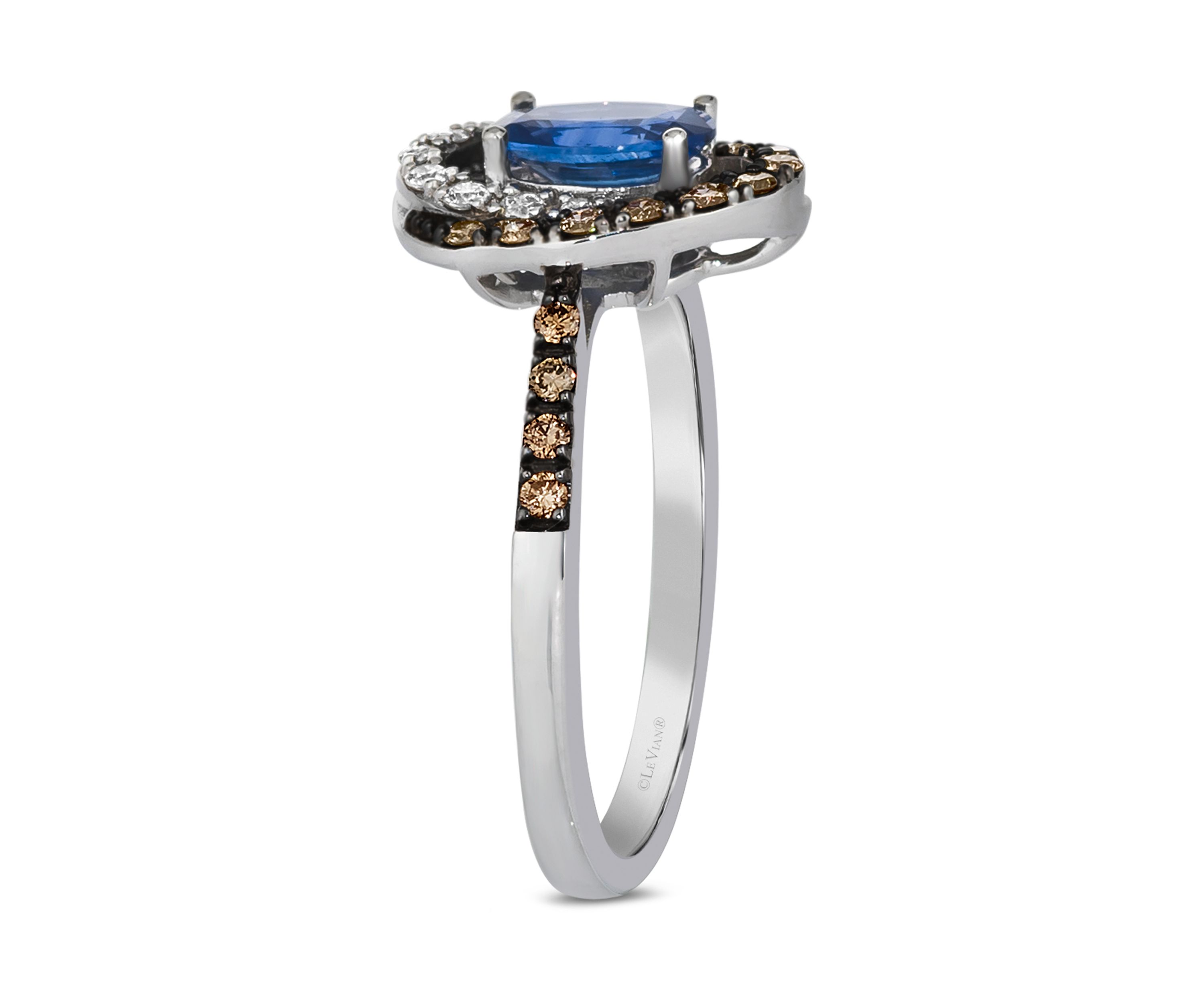 3/4 ct. t.w. Cornflower Sapphire™, 1/4 ct. t.w. Chocolate Diamonds®, 1/6 ct. t.w. Nude Diamonds™ Ring in 14K Vanilla Gold®