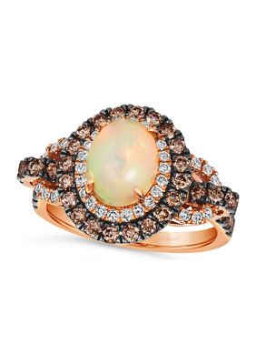 Le Vian 7/8 ct. t.w. Neopolitan Opalâ¢, 3/4 ct. t.w. Chocolate Diamonds, 1/4 ct. t.w. Nude Diamondsâ¢ Ring in 14K Strawberry Gold