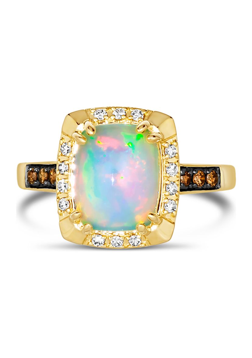 Ring featuring 1.58 ct. t.w. Neopolitan Opal™, 1/10 ct. t.w. Chocolate Diamonds®, 1/10 ct. t.w. Nude Diamonds™ set in 14K Honey Gold™