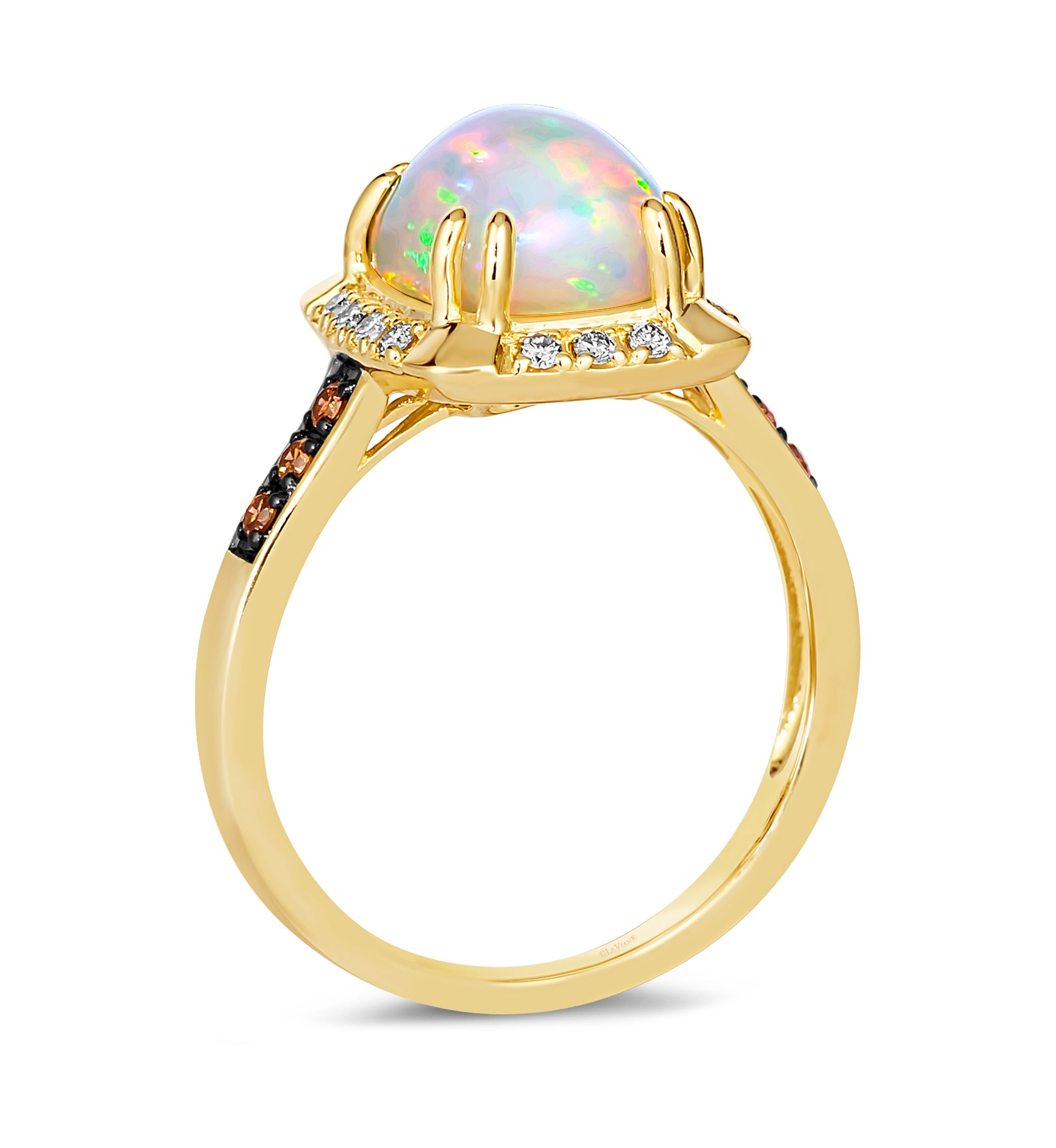 Ring featuring 1.58 ct. t.w. Neopolitan Opal™, 1/10 ct. t.w. Chocolate Diamonds®, 1/10 ct. t.w. Nude Diamonds™ set in 14K Honey Gold™