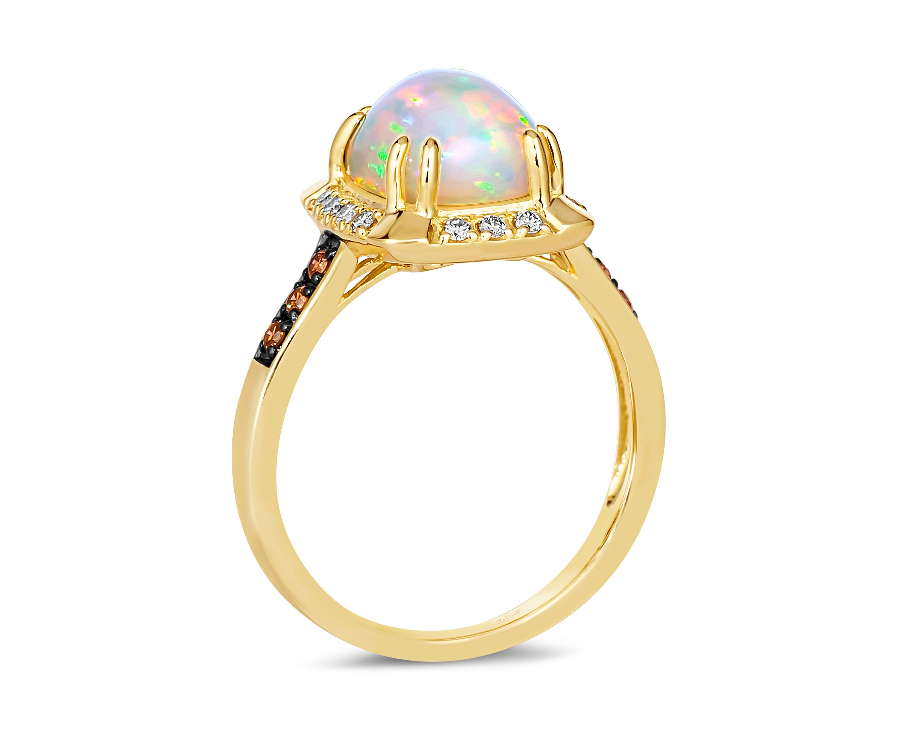 Ring featuring 1.58 ct. t.w. Neopolitan Opal™, 1/10 ct. t.w. Chocolate Diamonds®, 1/10 ct. t.w. Nude Diamonds™ set in 14K Honey Gold™