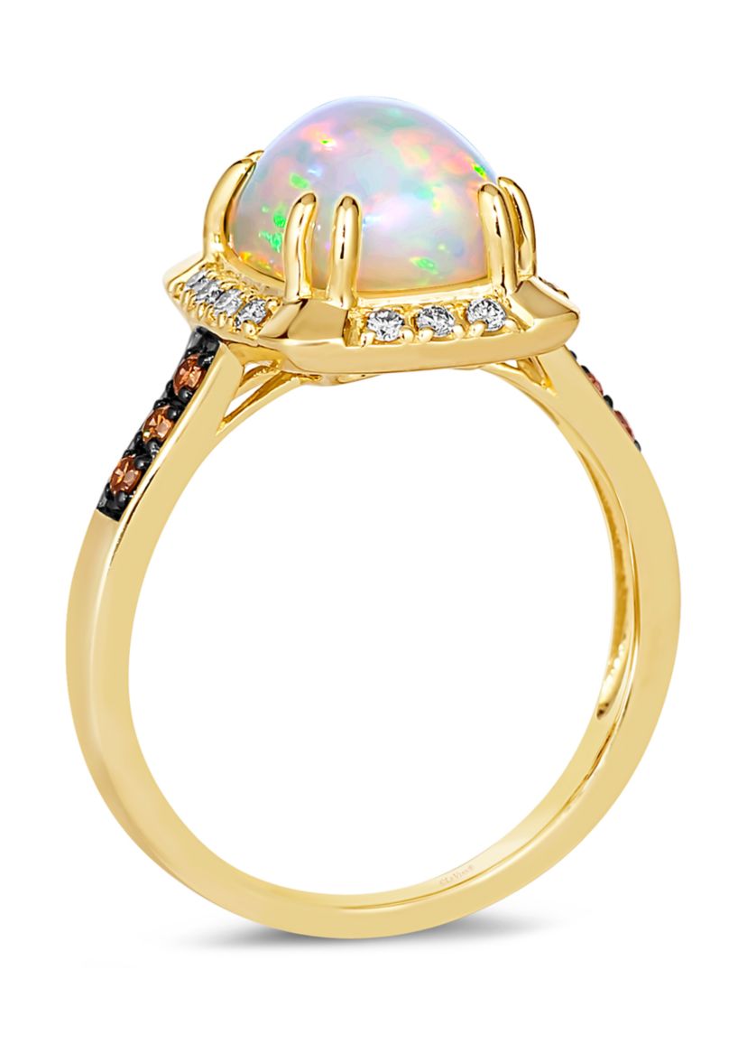 Ring featuring 1.58 ct. t.w. Neopolitan Opal™, 1/10 ct. t.w. Chocolate Diamonds®, 1/10 ct. t.w. Nude Diamonds™ set in 14K Honey Gold™
