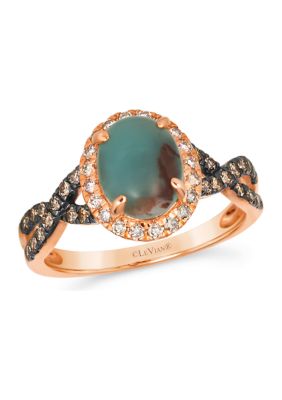  Ring featuring 1.5 ct. t.w. Peacock Aquaprase™, 1/5 ct. t.w. Nude Diamonds™, 1/5 ct. t.w. Chocolate Diamonds® set in 14K Strawberry Gold®