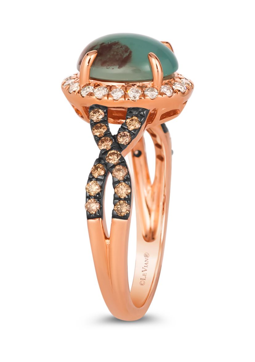  Ring featuring 1.5 ct. t.w. Peacock Aquaprase™, 1/5 ct. t.w. Nude Diamonds™, 1/5 ct. t.w. Chocolate Diamonds® set in 14K Strawberry Gold®
