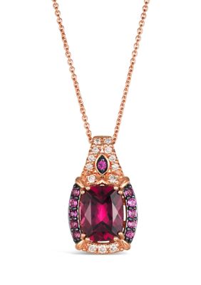 2.5 ct. t.w. Raspberry Rhodolite®, 1/8 ct. t.w. Nude Diamonds™ Pendant Necklace in 14K Strawberry Gold®