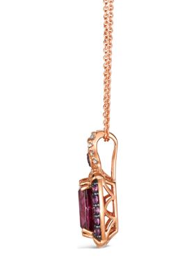2.5 ct. t.w. Raspberry Rhodolite®, 1/8 ct. t.w. Nude Diamonds™ Pendant Necklace in 14K Strawberry Gold®