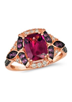 2.5 ct. t.w. Raspberry Rhodolite®, 1/10 ct. t.w. Nude Diamonds™, 1/10 ct. t.w. Chocolate Diamonds® Ring in 14K Strawberry Gold®