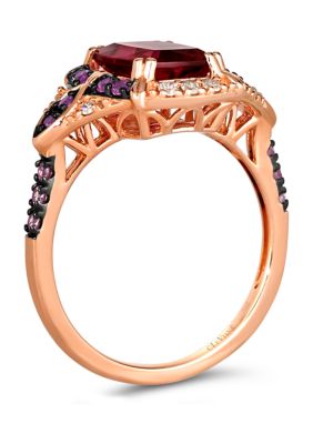 2.5 ct. t.w. Raspberry Rhodolite®, 1/10 ct. t.w. Nude Diamonds™, 1/10 ct. t.w. Chocolate Diamonds® Ring in 14K Strawberry Gold®