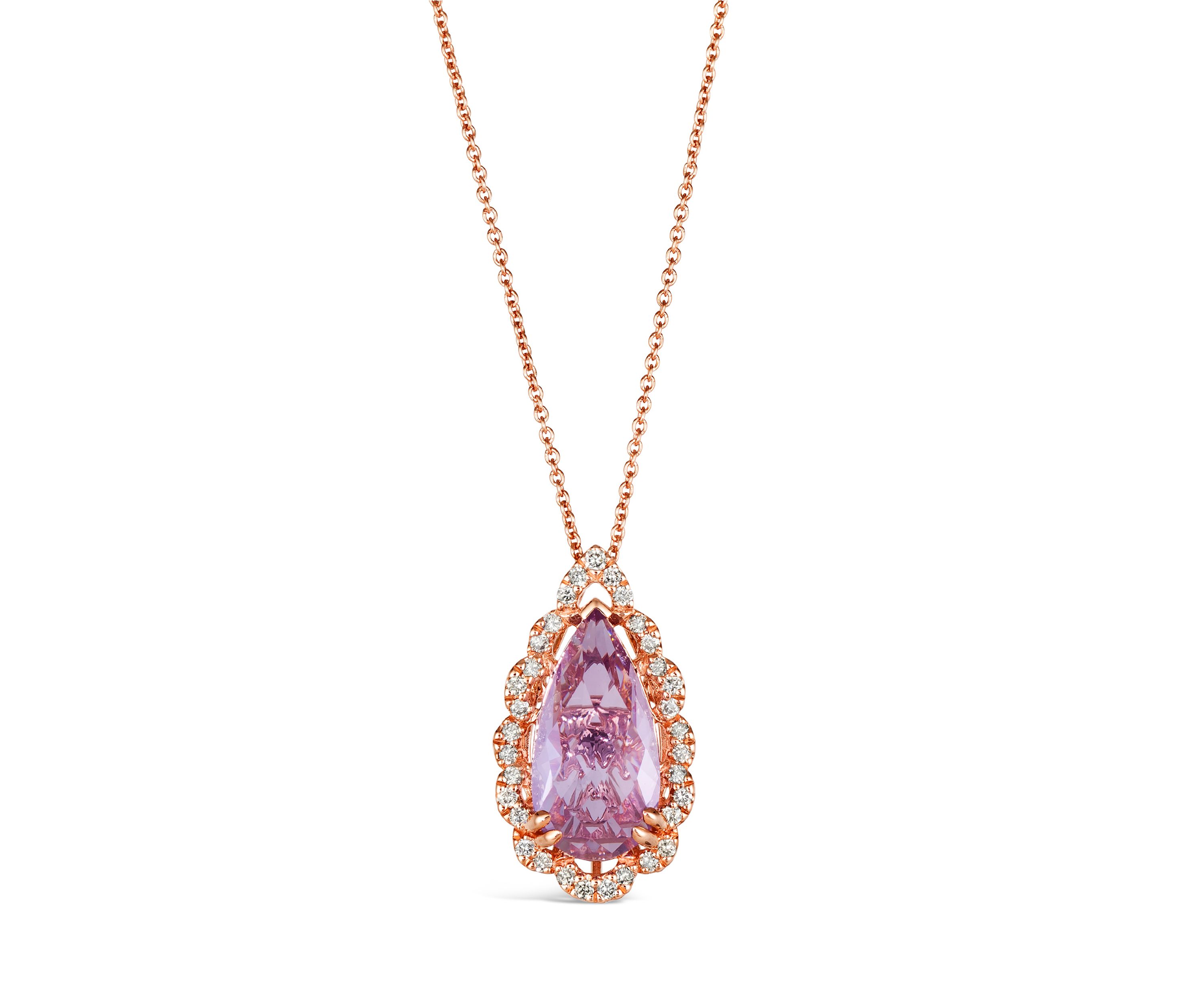 3.75 ct. t.w. Grape Amethyst™, 1/4 ct. t.w. Nude Diamonds™ Pendant Necklace in 14K Strawberry Gold®