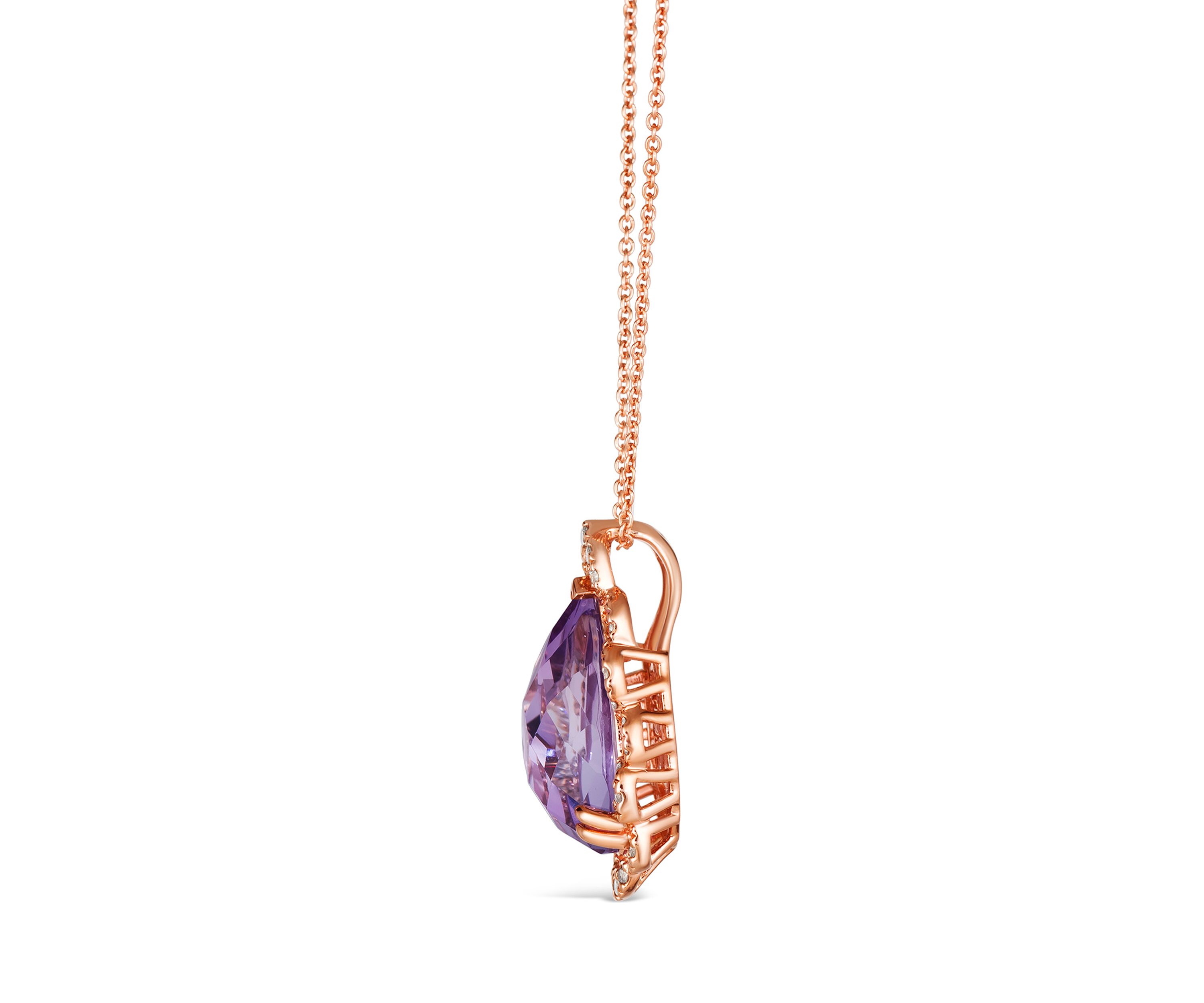 3.75 ct. t.w. Grape Amethyst™, 1/4 ct. t.w. Nude Diamonds™ Pendant Necklace in 14K Strawberry Gold®