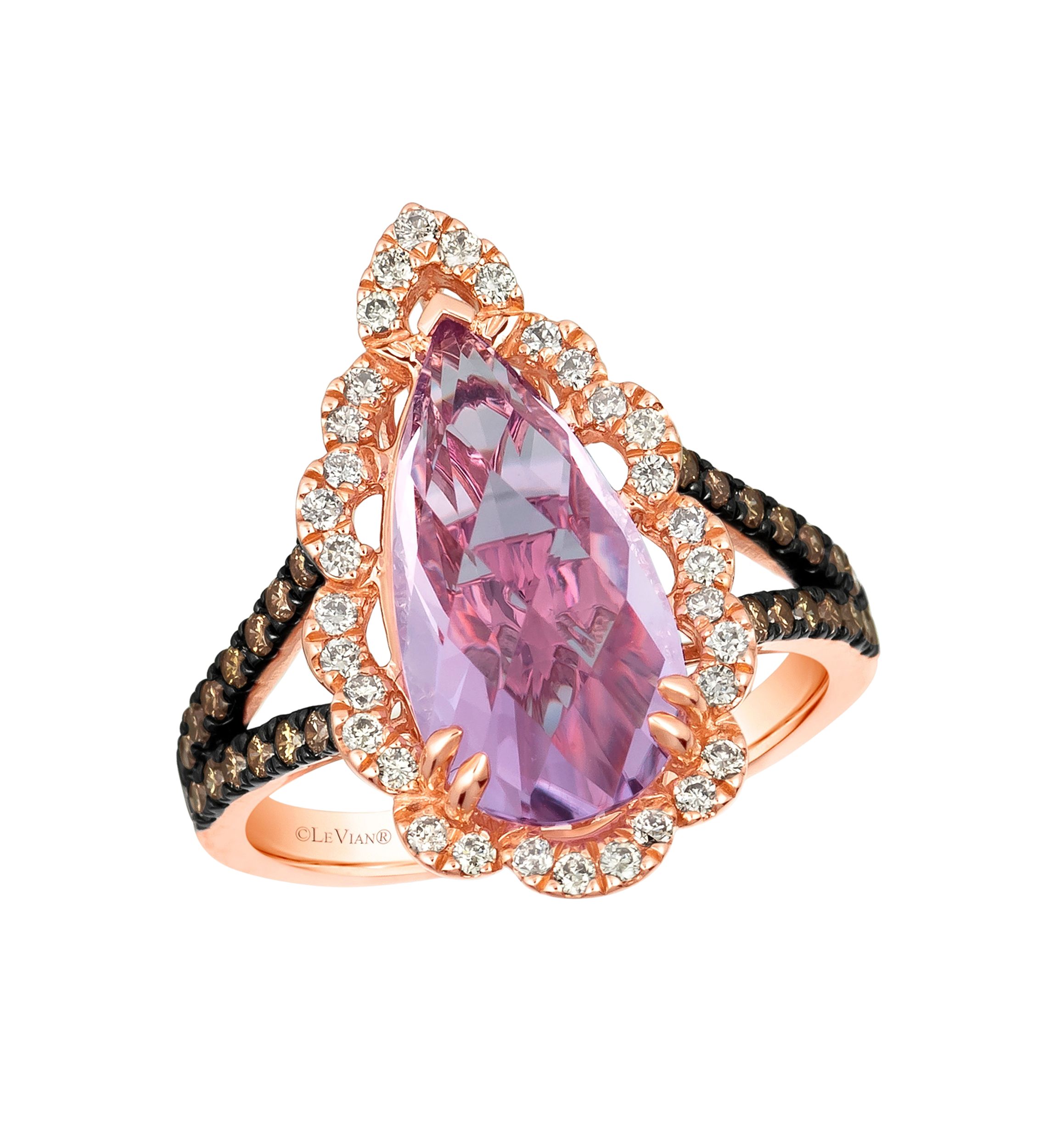 3.75 ct. t.w. Grape Amethyst™, 1/4 ct. t.w. Nude Diamonds™, 1/4 ct. t.w. Chocolate Diamonds® Ring in 14K Strawberry Gold®