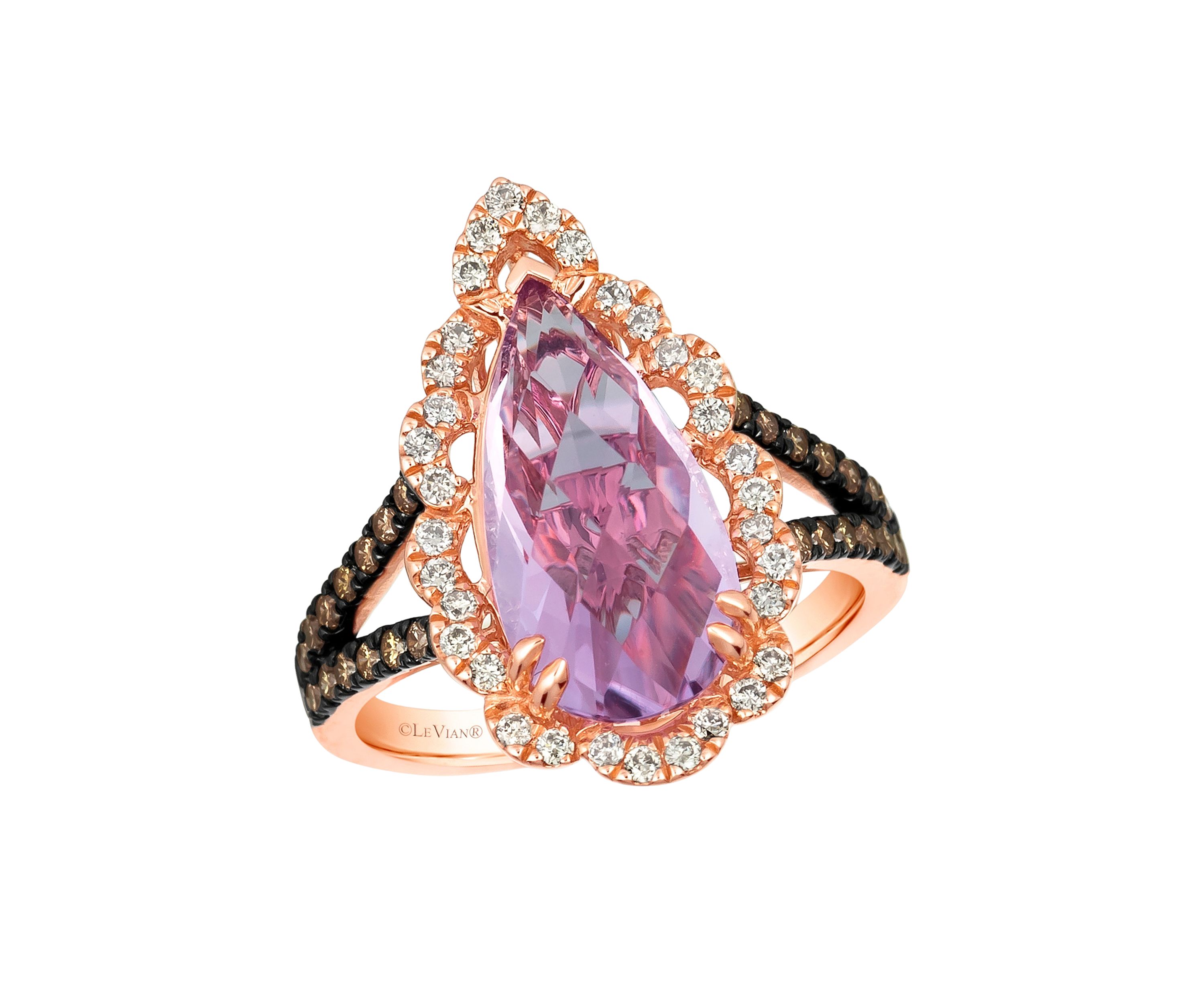 3.75 ct. t.w. Grape Amethyst™, 1/4 ct. t.w. Nude Diamonds™, 1/4 ct. t.w. Chocolate Diamonds® Ring in 14K Strawberry Gold®