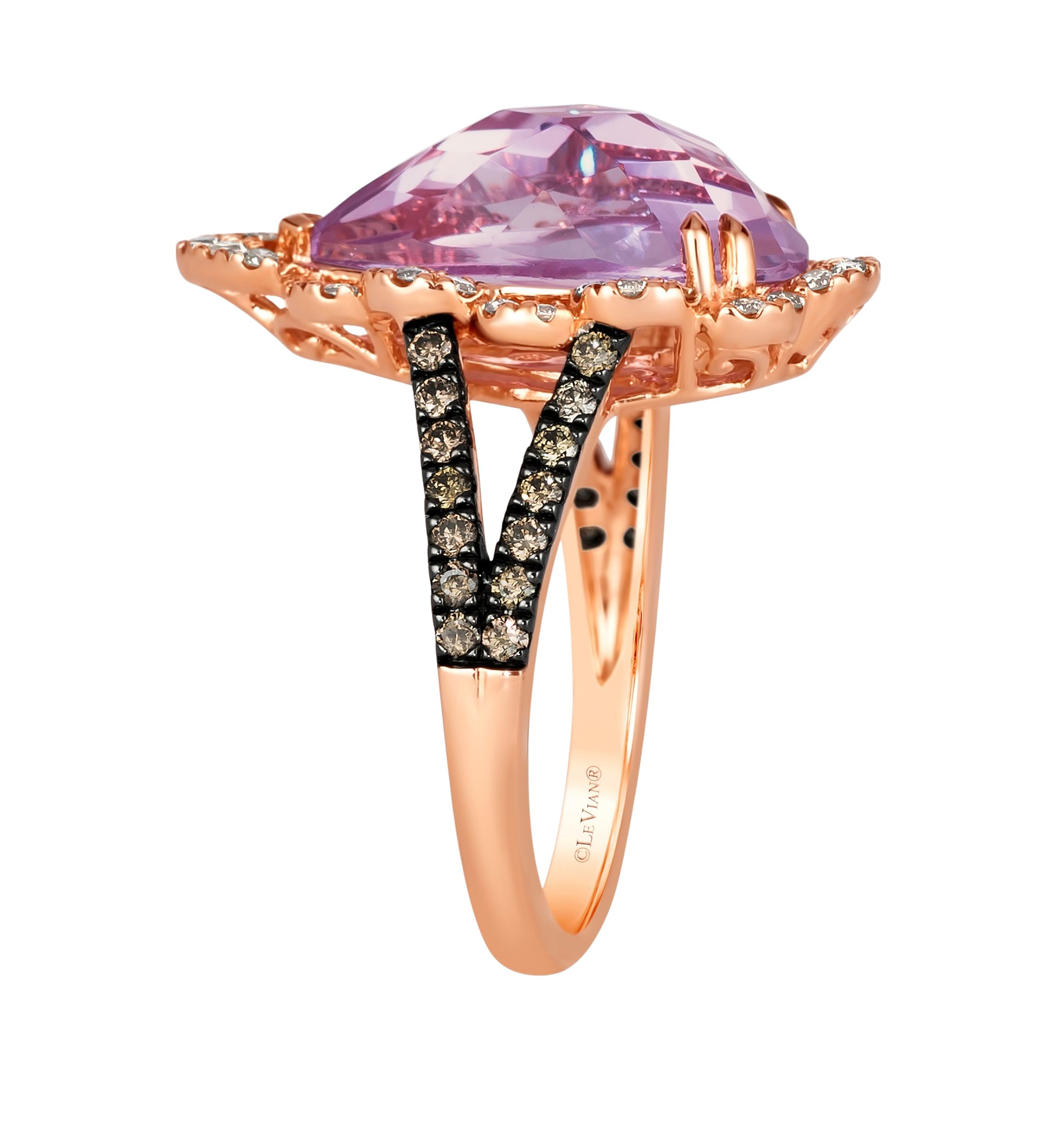 3.75 ct. t.w. Grape Amethyst™, 1/4 ct. t.w. Nude Diamonds™, 1/4 ct. t.w. Chocolate Diamonds® Ring in 14K Strawberry Gold®