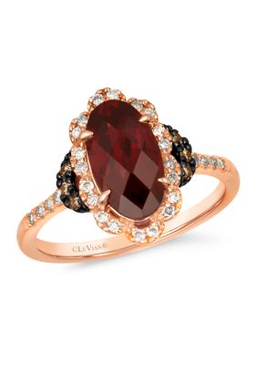 2.5 ct. t.w. Pomegranate Garnet™, 1/6 ct. t.w. Nude Diamonds™, 1/10 ct. t.w. Chocolate Diamonds® Ring in 14K Strawberry Gold®