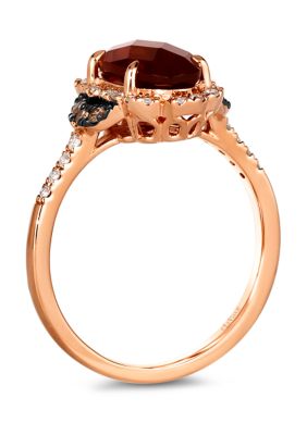 2.5 ct. t.w. Pomegranate Garnet™, 1/6 ct. t.w. Nude Diamonds™, 1/10 ct. t.w. Chocolate Diamonds® Ring in 14K Strawberry Gold®