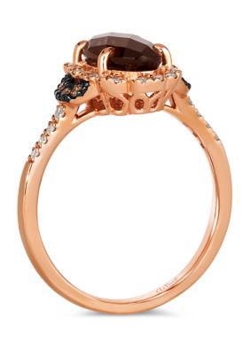 1.63 ct. t.w. Chocolate Quartz®, 1/6 ct. t.w. Nude Diamonds™, 1/10 ct. t.w. Chocolate Diamonds® Ring in 14K Strawberry Gold®