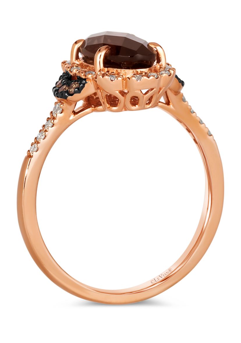 1.63 ct. t.w. Chocolate Quartz®, 1/6 ct. t.w. Nude Diamonds™, 1/10 ct. t.w. Chocolate Diamonds® Ring in 14K Strawberry Gold®