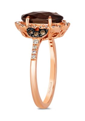 1.63 ct. t.w. Chocolate Quartz®, 1/6 ct. t.w. Nude Diamonds™, 1/10 ct. t.w. Chocolate Diamonds® Ring in 14K Strawberry Gold®