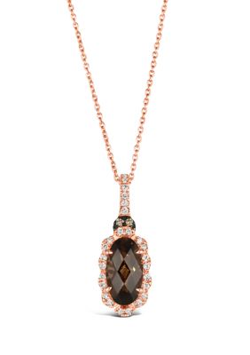 1.63 ct. t.w. Chocolate Quartz®, 1/6 ct. t.w. Nude Diamonds™, Chocolate Diamonds® Pendant Necklace in 14K Strawberry Gold®