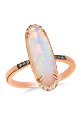 Le Vian 2 1/5 ct. t.w. Neopolitan Opal®, 1/20 ct. t.w. Nude Diamonds™, 1/20 ct. t.w. Chocolate Diamonds Ring set in 14K Strawberry Gold, Gold, 7