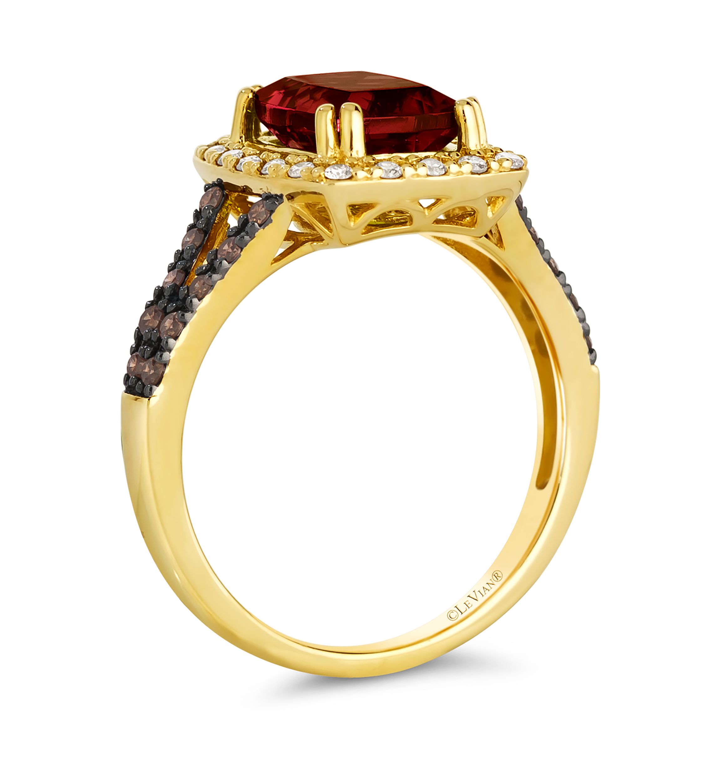 2.63 ct. t.w. Pomegranate Garnet™, 3/8 ct. t.w. Chocolate Diamonds® and Nude Diamonds™ Ring in 14K Honey Gold™