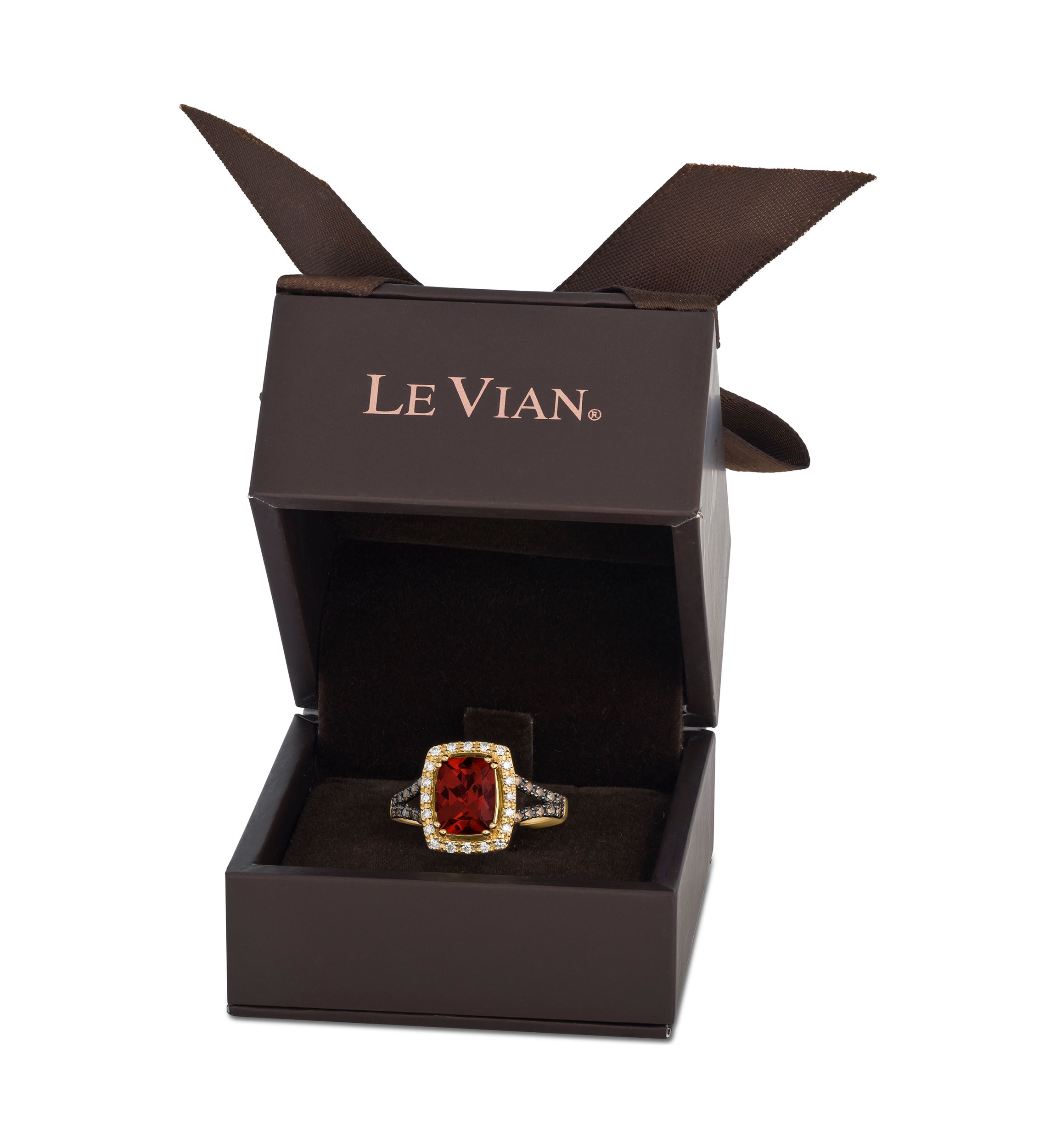 2.63 ct. t.w. Pomegranate Garnet™, 3/8 ct. t.w. Chocolate Diamonds® and Nude Diamonds™ Ring in 14K Honey Gold™