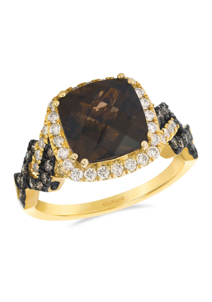 2.75 ct. t.w. Chocolate Quartz®, 1/3 ct. t.w. Nude Diamonds™, 1/4 ct. t.w. Chocolate Diamonds® Ring in 14K Honey Gold™