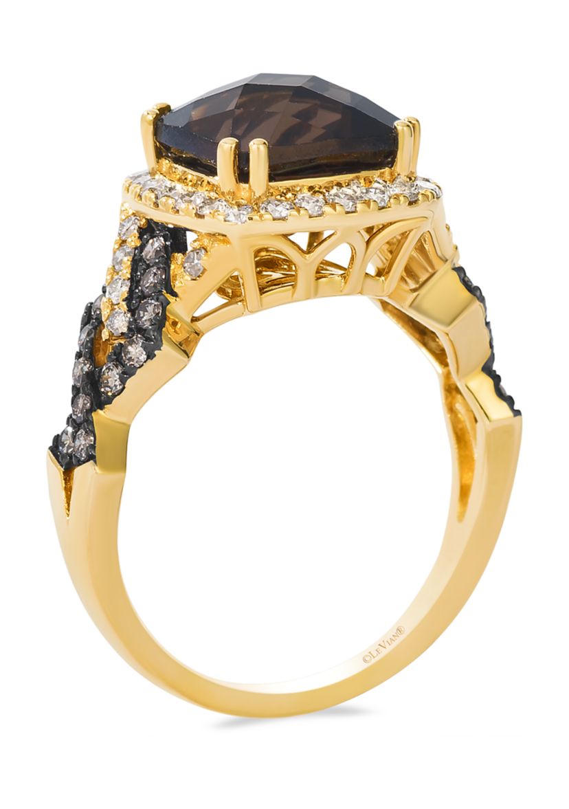 2.75 ct. t.w. Chocolate Quartz®, 1/3 ct. t.w. Nude Diamonds™, 1/4 ct. t.w. Chocolate Diamonds® Ring in 14K Honey Gold™