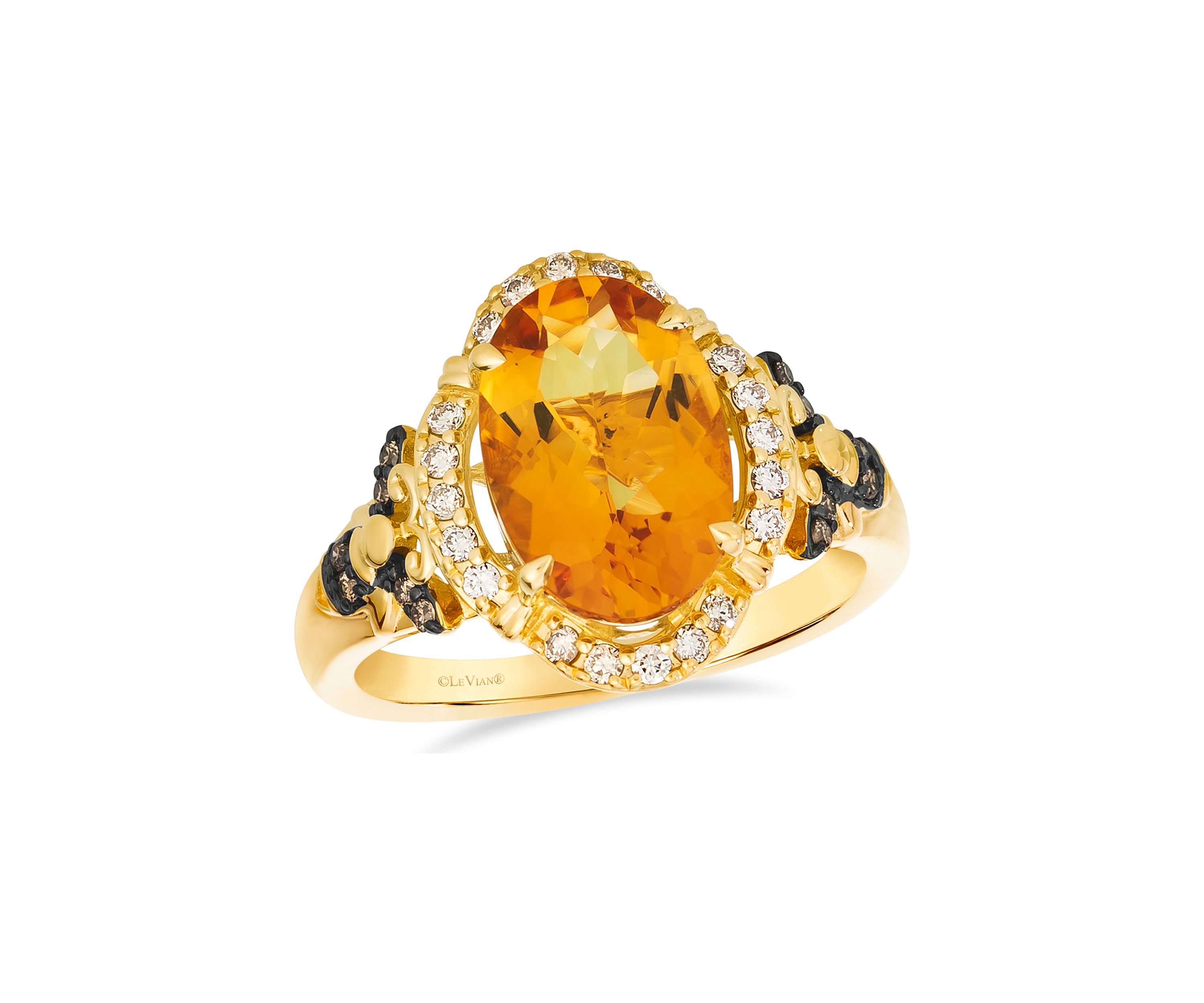 2.5 ct. t.w. Cinnamon Citrine®, 1/6 ct. t.w. Nude Diamonds™, 1/20 ct. t.w. Chocolate Diamonds® Ring in 14K Honey Gold™