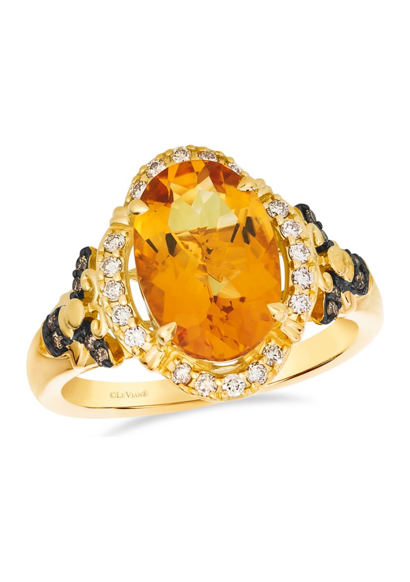 2.5 ct. t.w. Cinnamon Citrine®, 1/6 ct. t.w. Nude Diamonds™, 1/20 ct. t.w. Chocolate Diamonds® Ring in 14K Honey Gold™