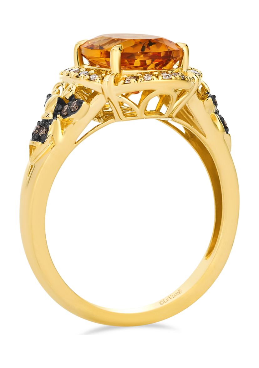 2.5 ct. t.w. Cinnamon Citrine®, 1/6 ct. t.w. Nude Diamonds™, 1/20 ct. t.w. Chocolate Diamonds® Ring in 14K Honey Gold™