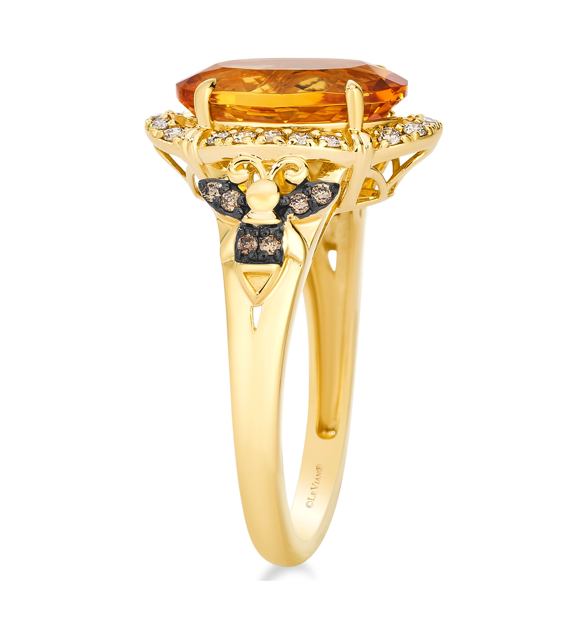 2.5 ct. t.w. Cinnamon Citrine®, 1/6 ct. t.w. Nude Diamonds™, 1/20 ct. t.w. Chocolate Diamonds® Ring in 14K Honey Gold™