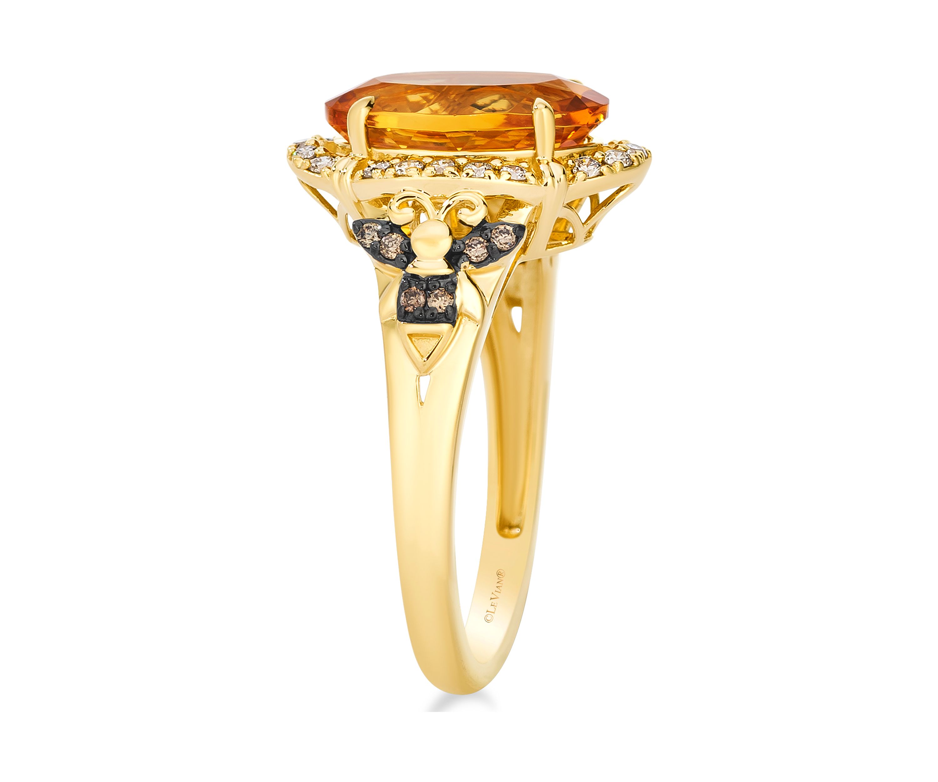 2.5 ct. t.w. Cinnamon Citrine®, 1/6 ct. t.w. Nude Diamonds™, 1/20 ct. t.w. Chocolate Diamonds® Ring in 14K Honey Gold™