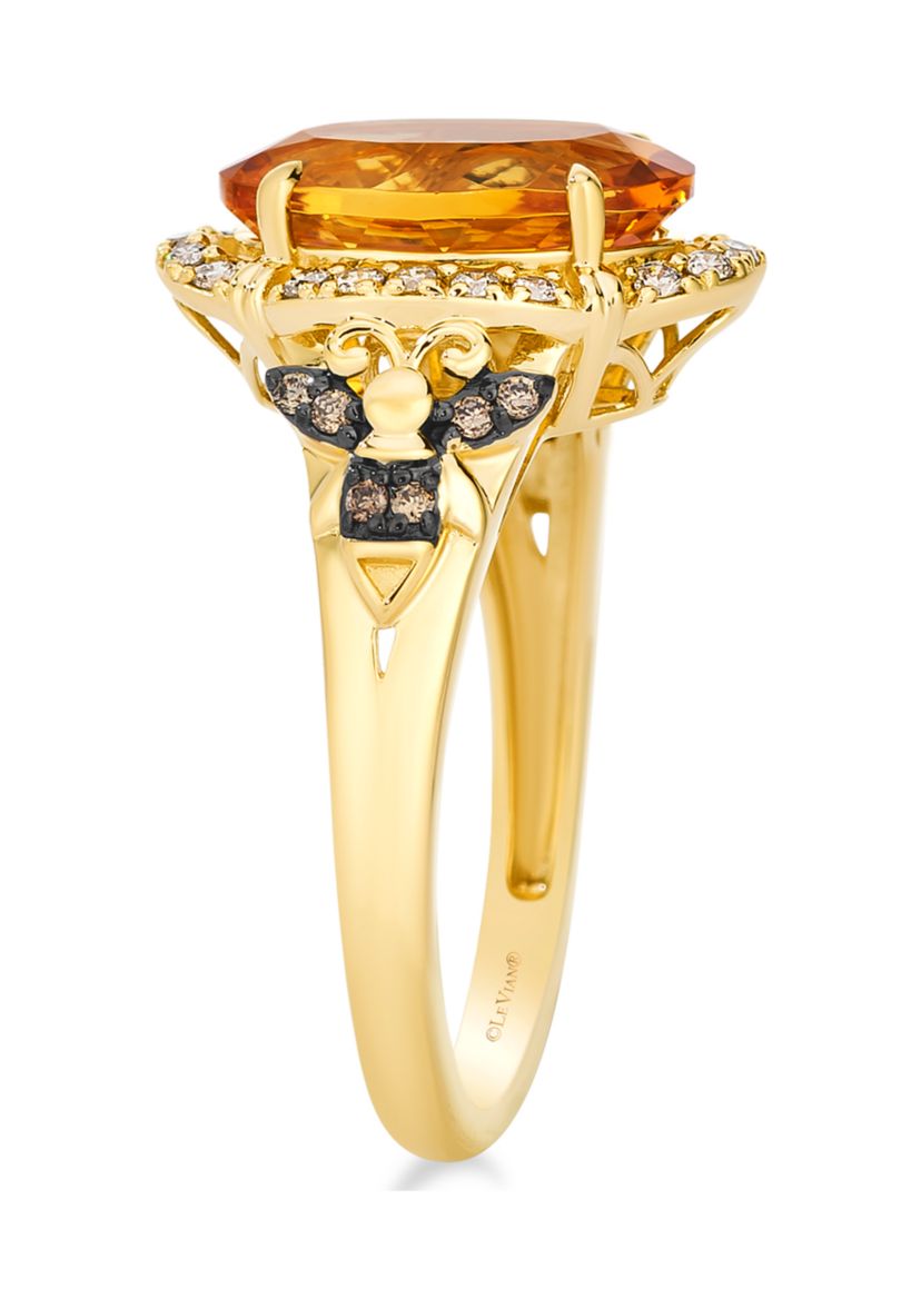 2.5 ct. t.w. Cinnamon Citrine®, 1/6 ct. t.w. Nude Diamonds™, 1/20 ct. t.w. Chocolate Diamonds® Ring in 14K Honey Gold™