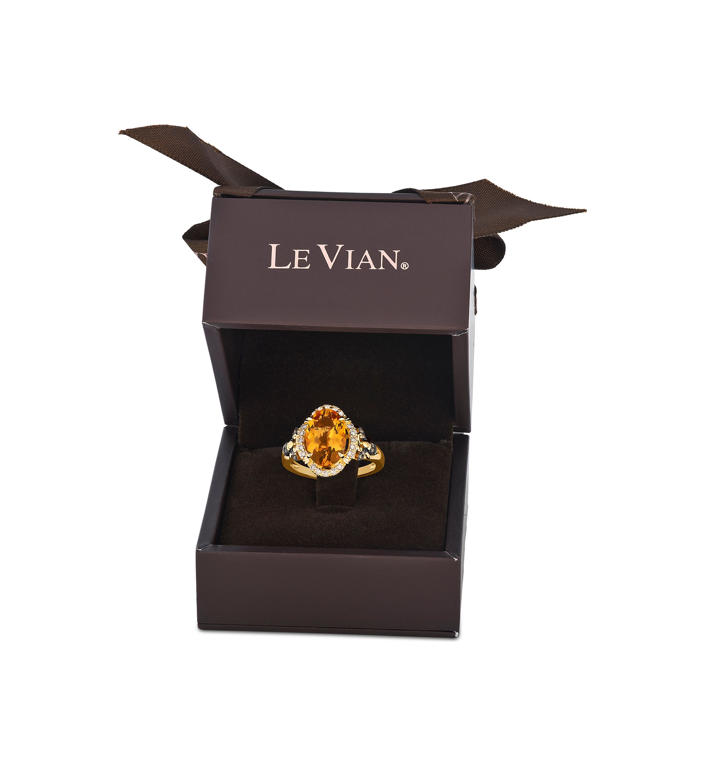 2.5 ct. t.w. Cinnamon Citrine®, 1/6 ct. t.w. Nude Diamonds™, 1/20 ct. t.w. Chocolate Diamonds® Ring in 14K Honey Gold™