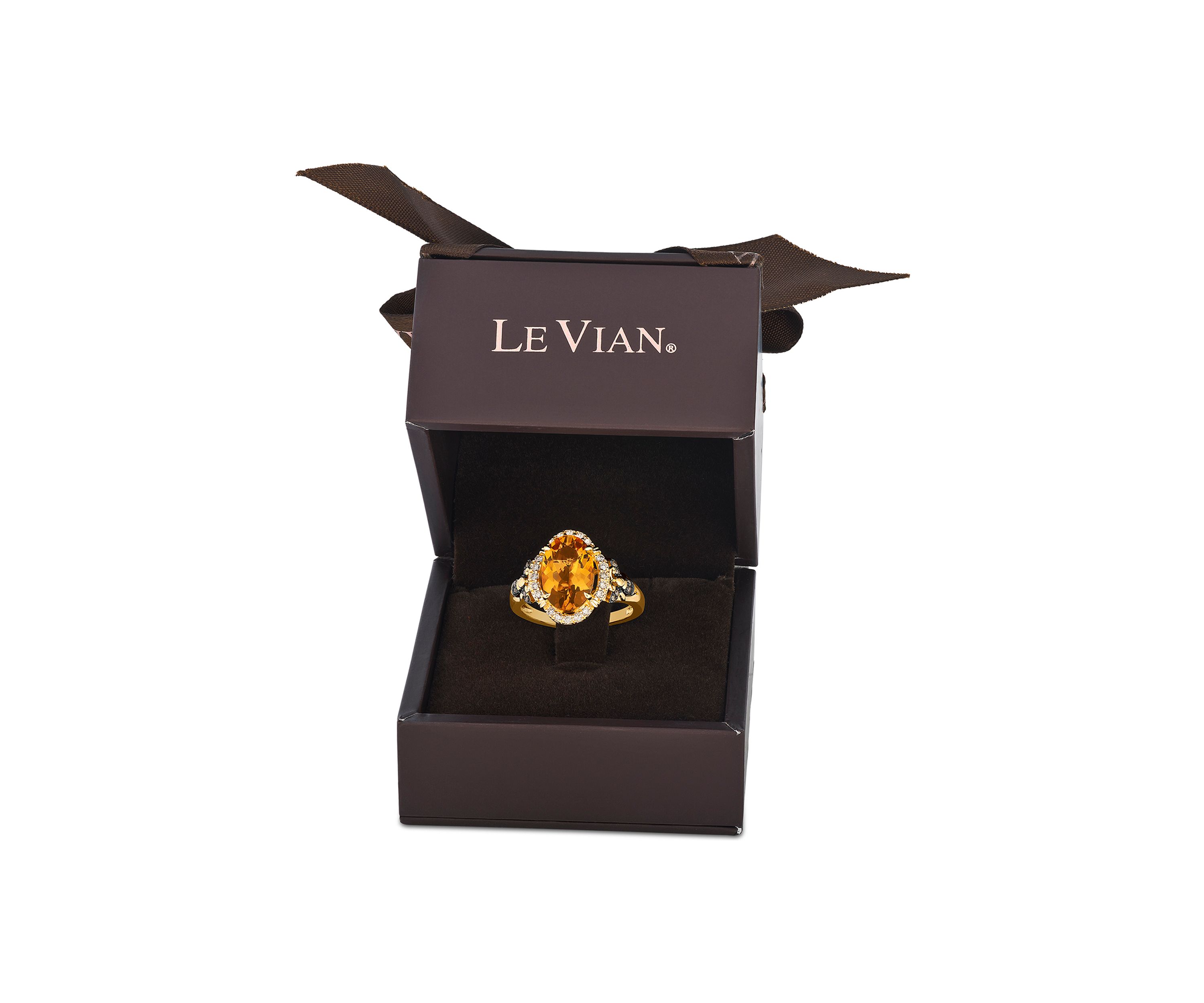 2.5 ct. t.w. Cinnamon Citrine®, 1/6 ct. t.w. Nude Diamonds™, 1/20 ct. t.w. Chocolate Diamonds® Ring in 14K Honey Gold™