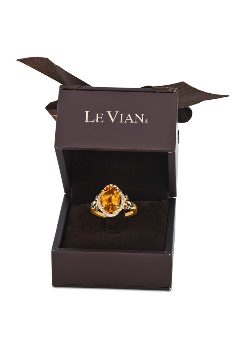 2.5 ct. t.w. Cinnamon Citrine®, 1/6 ct. t.w. Nude Diamonds™, 1/20 ct. t.w. Chocolate Diamonds® Ring in 14K Honey Gold™