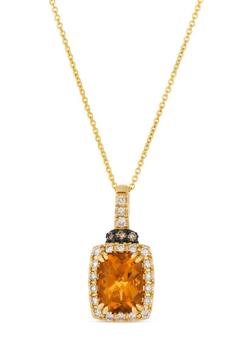 1.75 ct. t.w. Cinnamon Citrine®, 1/4 ct. t.w. Nude Diamonds™, 1/20 ct. t.w. Chocolate Diamonds® Necklace in 14K Honey Gold™