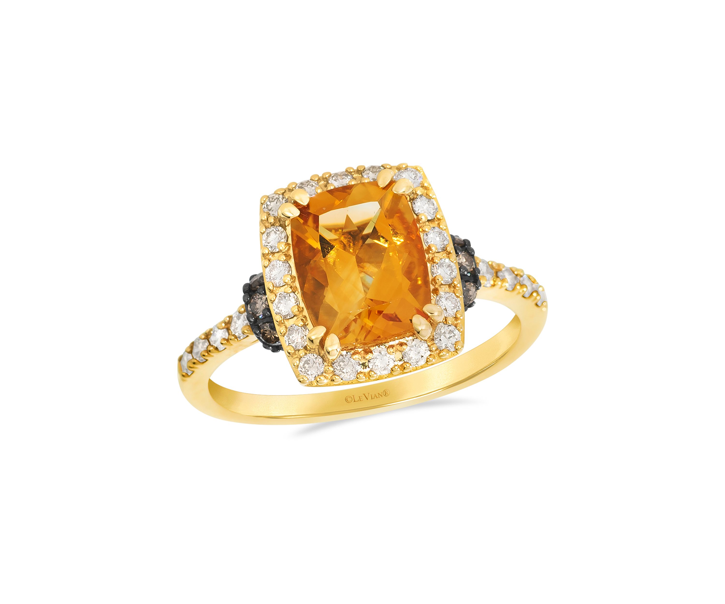 1.75 ct. t.w. Cinnamon Citrine®, 1/3 ct. t.w. Nude Diamonds™, 1/6 ct. t.w. Chocolate Diamonds® Ring in 14K Honey Gold™