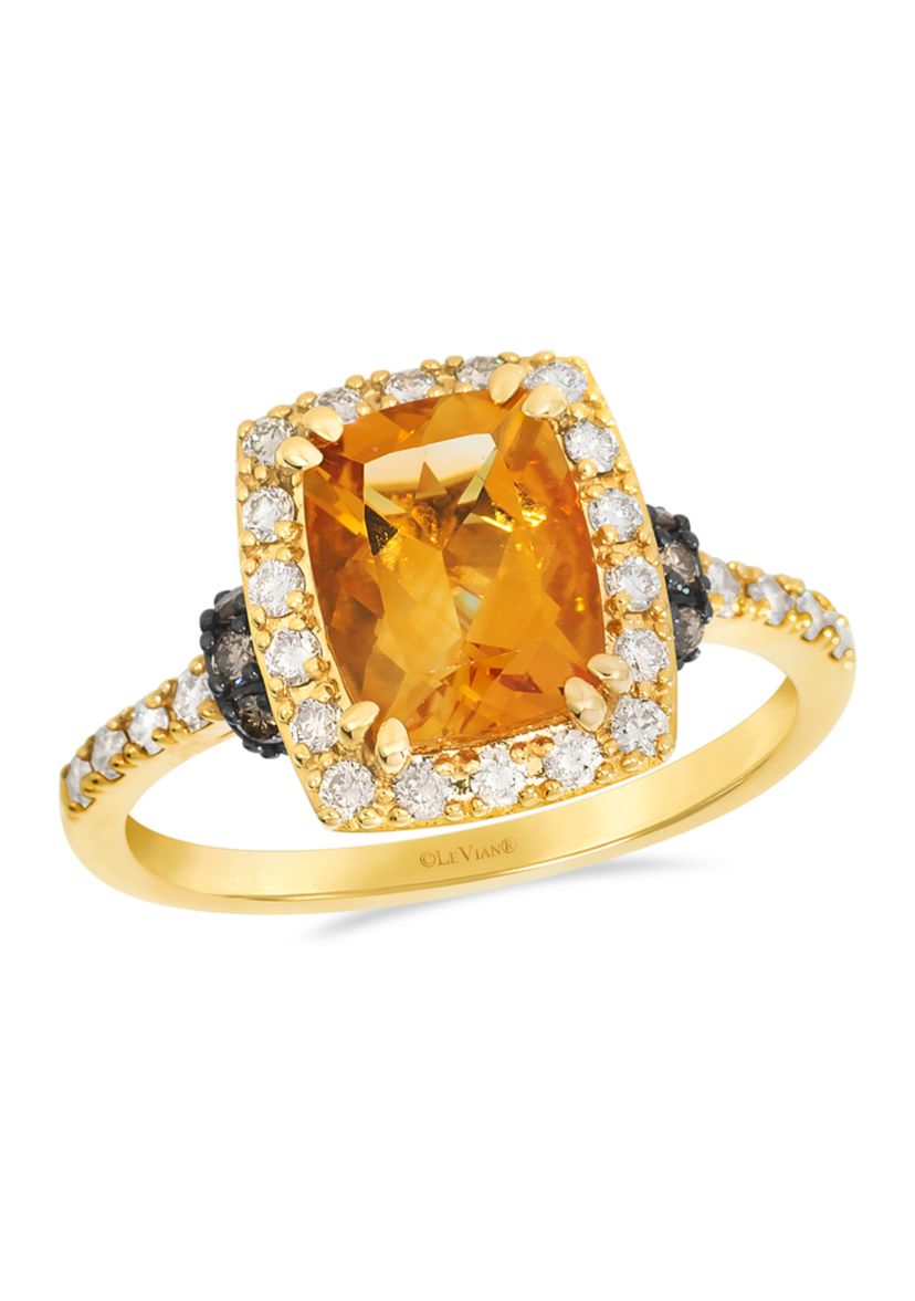 1.75 ct. t.w. Cinnamon Citrine®, 1/3 ct. t.w. Nude Diamonds™, 1/6 ct. t.w. Chocolate Diamonds® Ring in 14K Honey Gold™