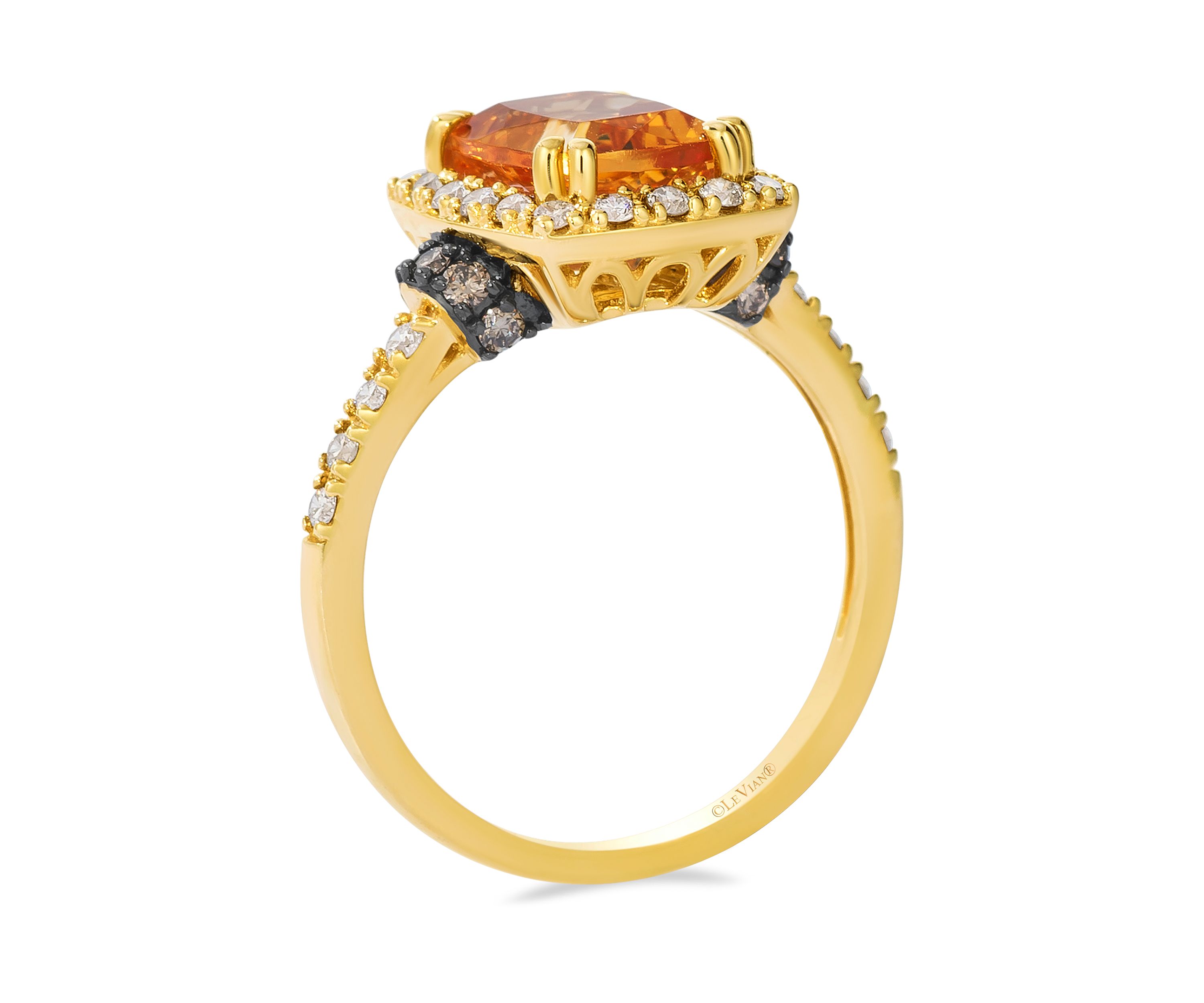 1.75 ct. t.w. Cinnamon Citrine®, 1/3 ct. t.w. Nude Diamonds™, 1/6 ct. t.w. Chocolate Diamonds® Ring in 14K Honey Gold™