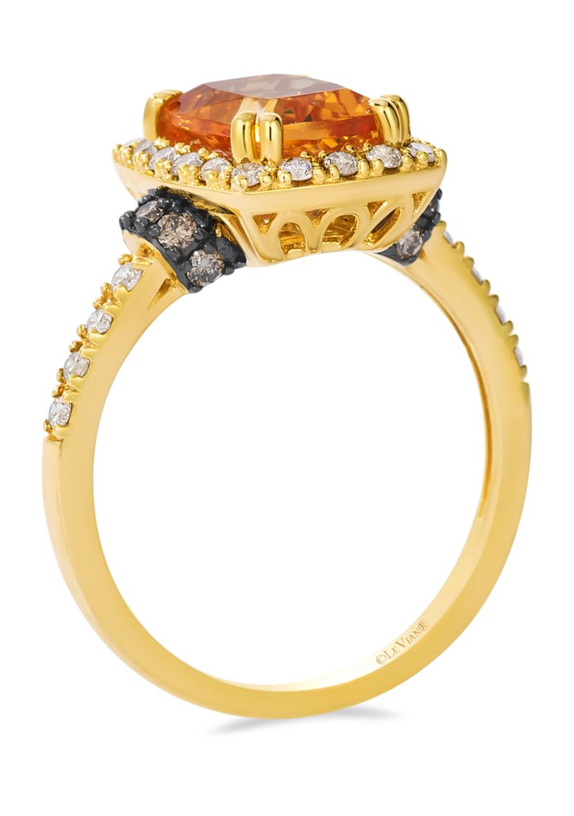 1.75 ct. t.w. Cinnamon Citrine®, 1/3 ct. t.w. Nude Diamonds™, 1/6 ct. t.w. Chocolate Diamonds® Ring in 14K Honey Gold™