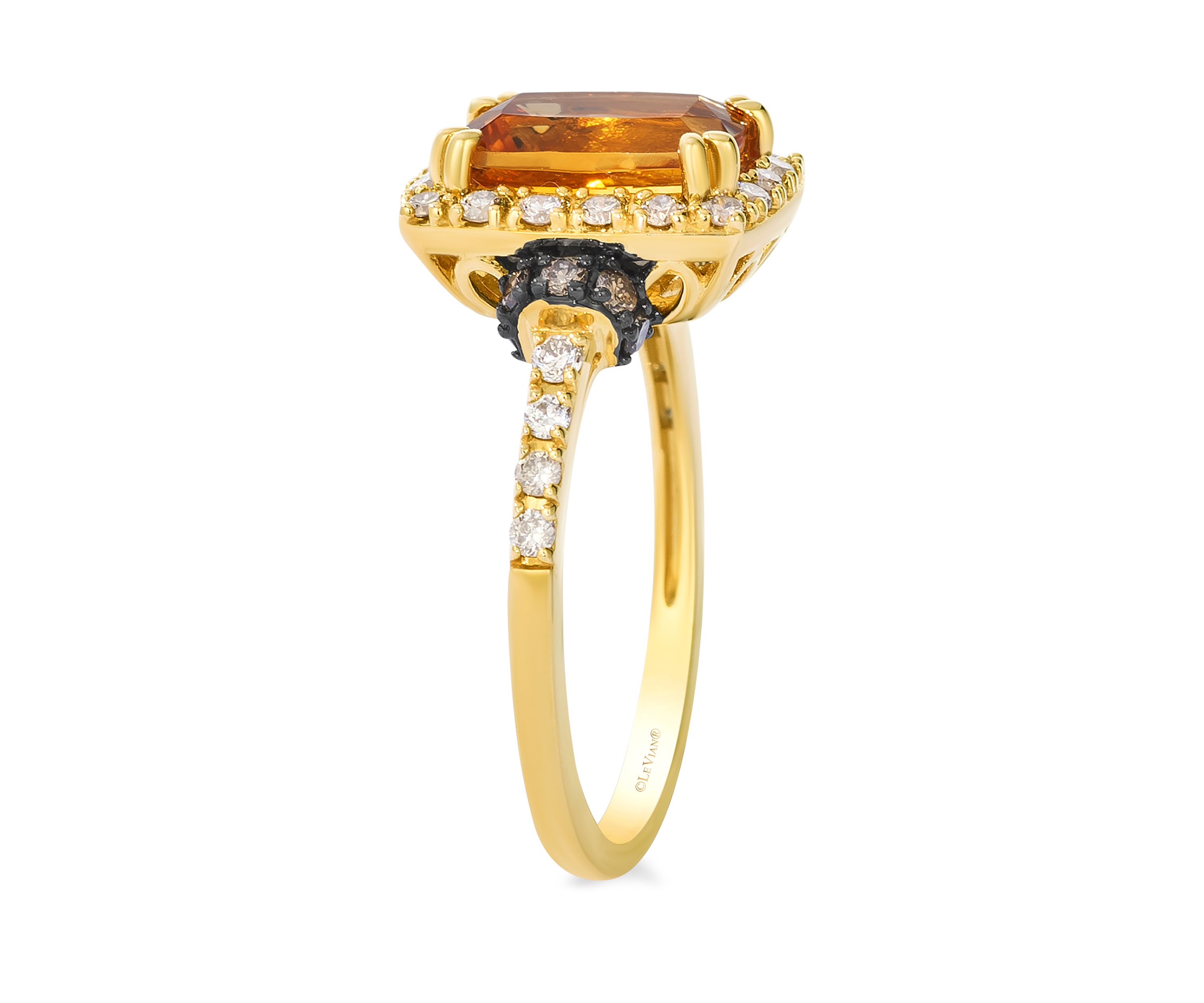 1.75 ct. t.w. Cinnamon Citrine®, 1/3 ct. t.w. Nude Diamonds™, 1/6 ct. t.w. Chocolate Diamonds® Ring in 14K Honey Gold™