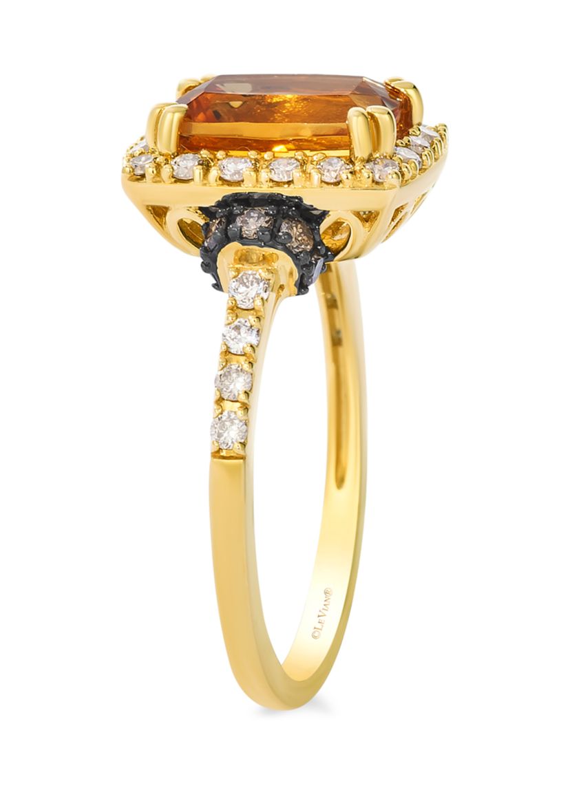 1.75 ct. t.w. Cinnamon Citrine®, 1/3 ct. t.w. Nude Diamonds™, 1/6 ct. t.w. Chocolate Diamonds® Ring in 14K Honey Gold™