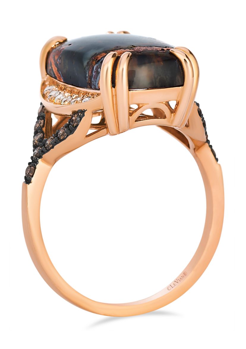  Ring featuring 7.25 ct. t.w. Aquadite Black, 1/5 ct. t.w. Chocolate Diamonds®, 1/10 ct. t.w. Nude Diamonds™ set in 14K Strawberry Gold®