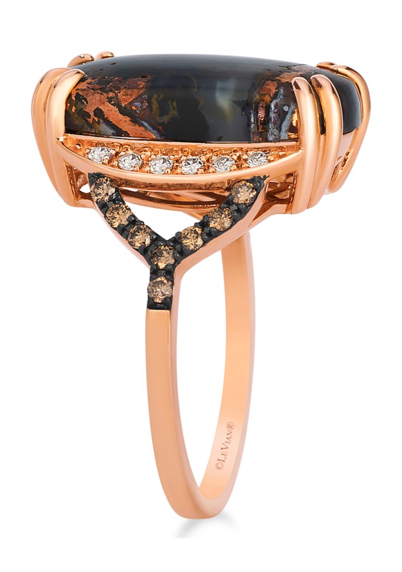  Ring featuring 7.25 ct. t.w. Aquadite Black, 1/5 ct. t.w. Chocolate Diamonds®, 1/10 ct. t.w. Nude Diamonds™ set in 14K Strawberry Gold®