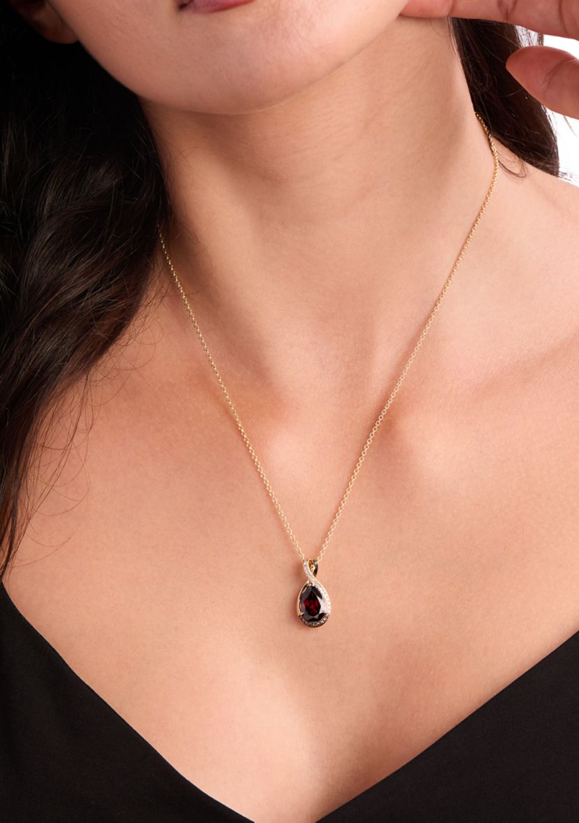  Pendant featuring 3 ct. Pomegranate Garnet™, 1/20 ct. t.w. Chocolate Diamonds®, 1/10 ct. t.w. Nude Diamonds™ set in 14K Honey Gold™