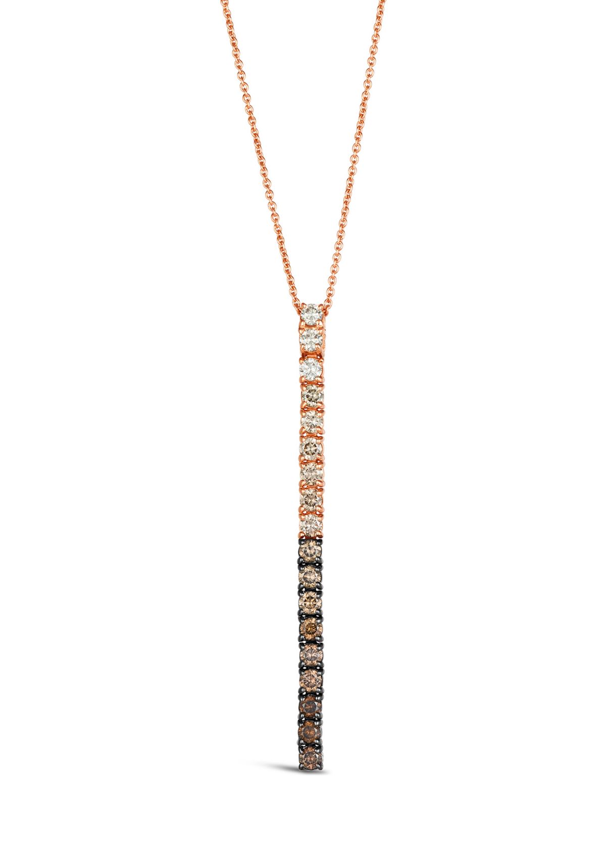 7/8 ct. t.w. Chocolate Ombré Diamonds® Ombré Pendant Necklace in 14K Strawberry Gold®