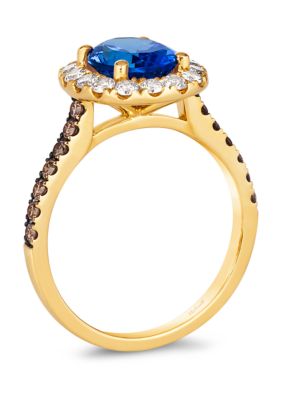 Ring featuring 1.75 ct. t.w. Blueberry Tanzanite®, 1/2 ct. t.w. Nude Diamonds™, 1/4 ct. t.w. Chocolate Diamonds® in 14K Honey Gold™