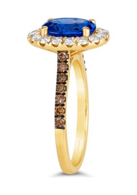 Ring featuring 1.75 ct. t.w. Blueberry Tanzanite®, 1/2 ct. t.w. Nude Diamonds™, 1/4 ct. t.w. Chocolate Diamonds® in 14K Honey Gold™